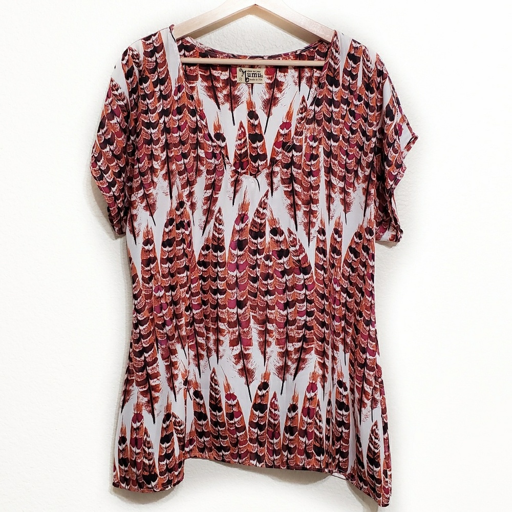 Show Me Your Mumu | Feather Print Blouse
